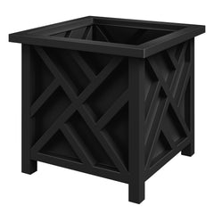 Pure Garden Lattice Design Planter Box front view in black