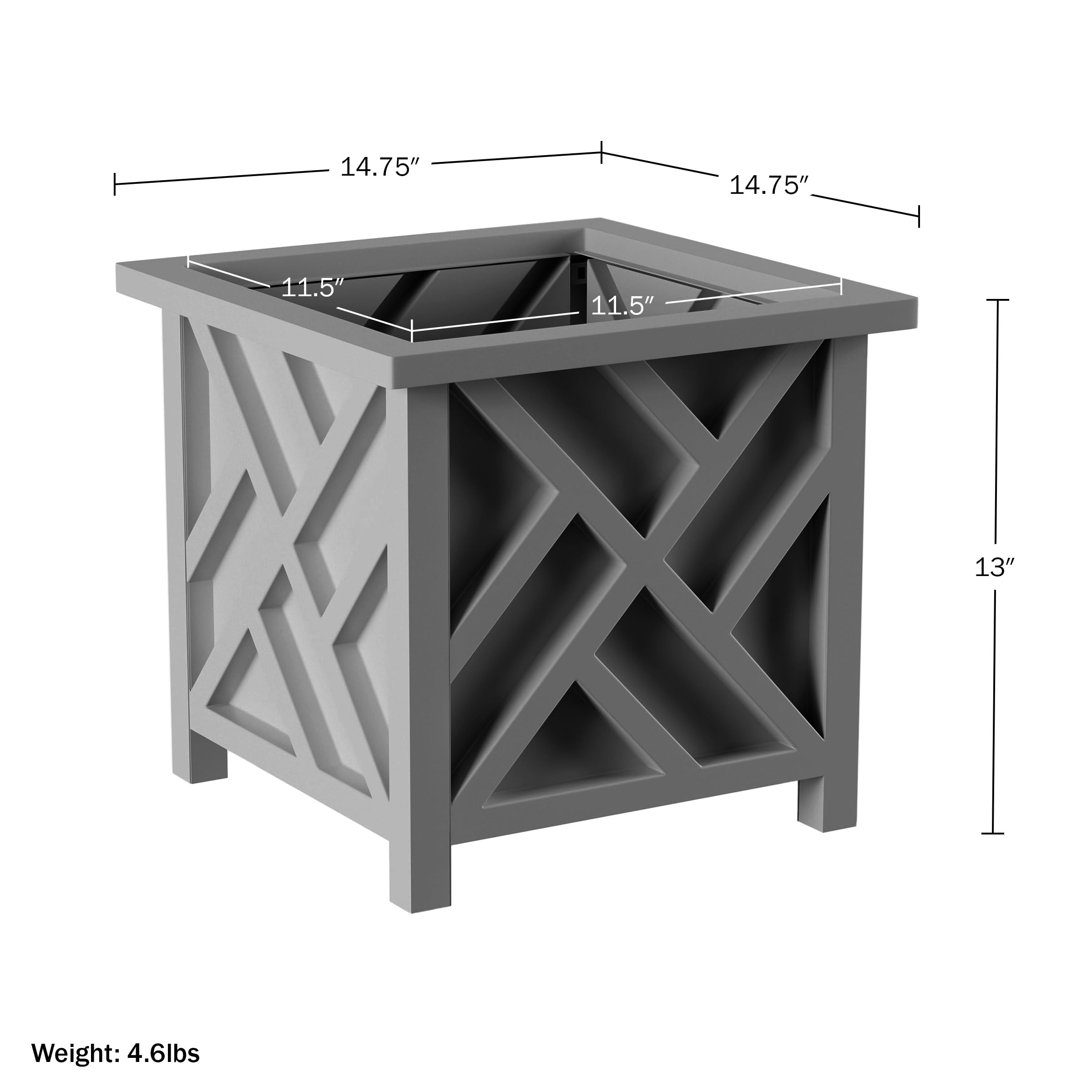 Pure Garden Lattice Outdoor Planter Box with optional insert