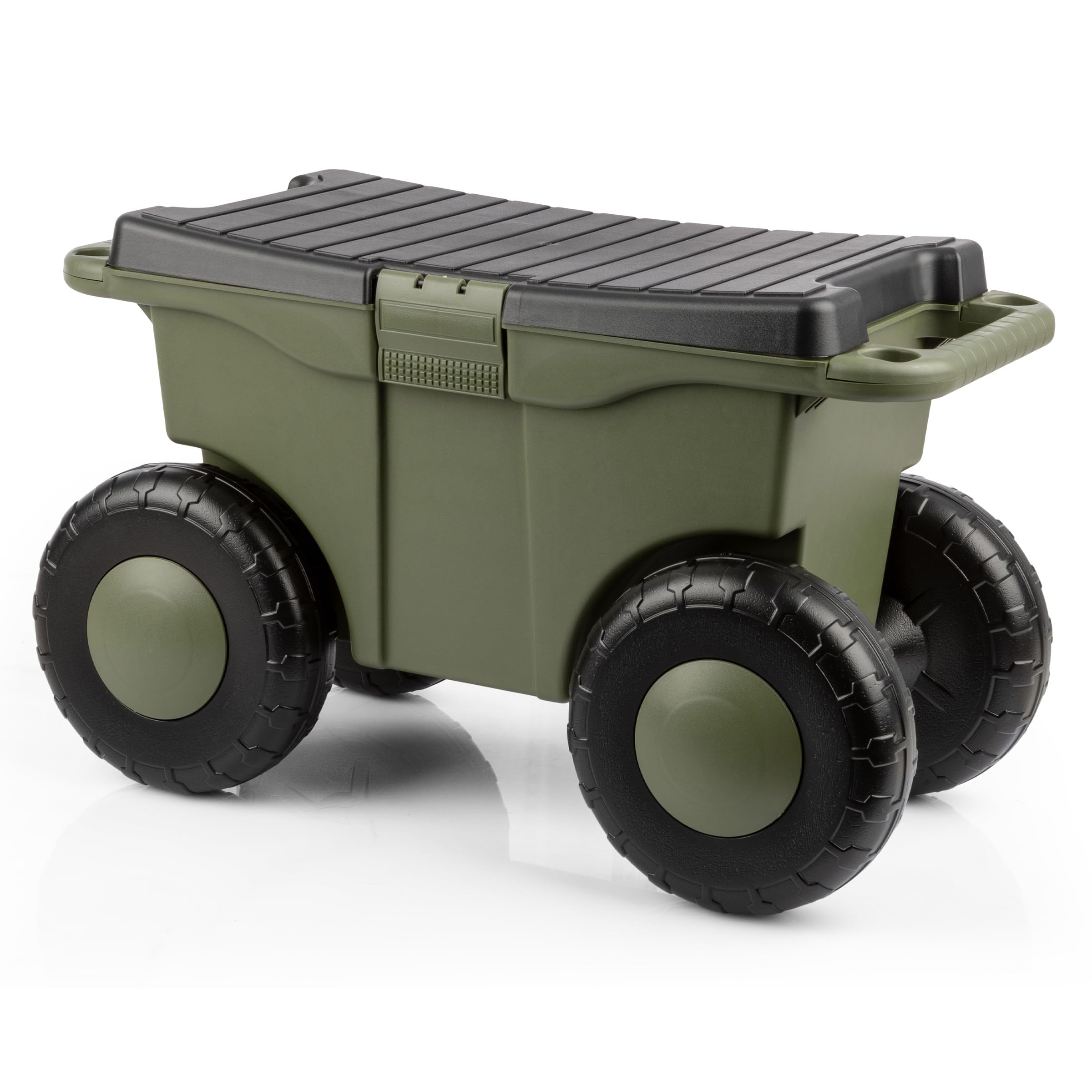 Pure Garden Rolling Garden Cart in green, front view