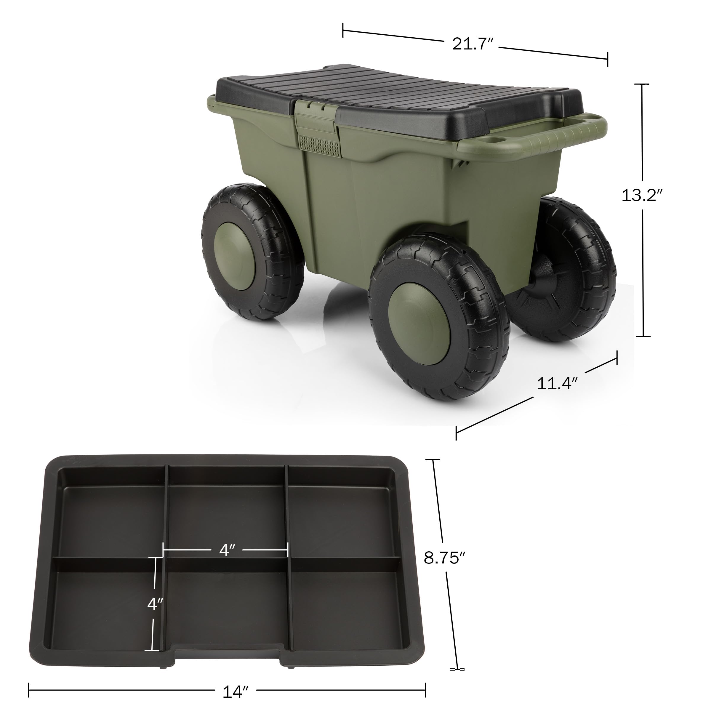 Pure Garden Rolling Garden Cart with removable tool tray