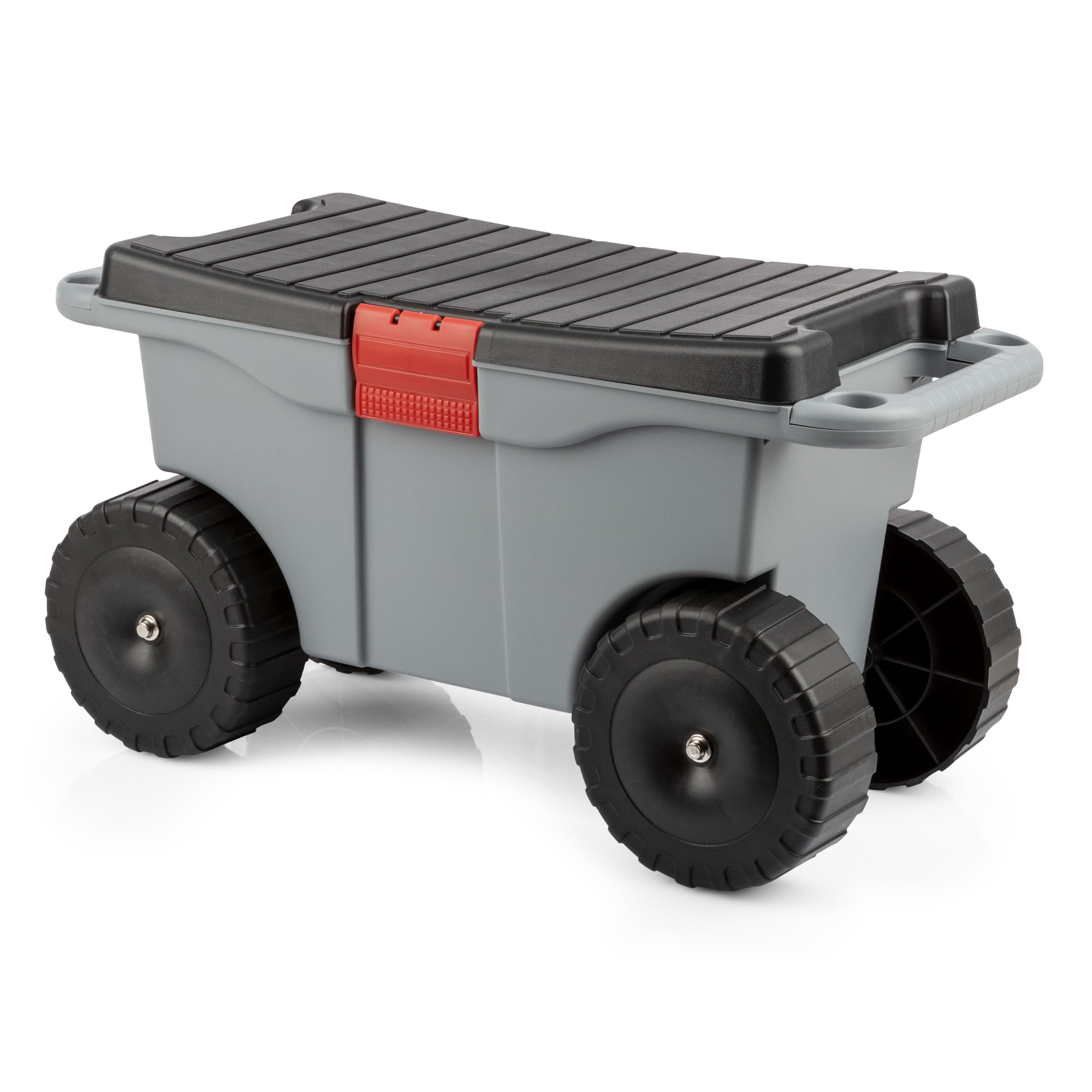 Pure Garden Rolling Garden Cart with Seat, Grey front view