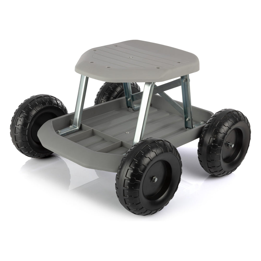 Pure Garden Rolling Garden Stool with wheels front view