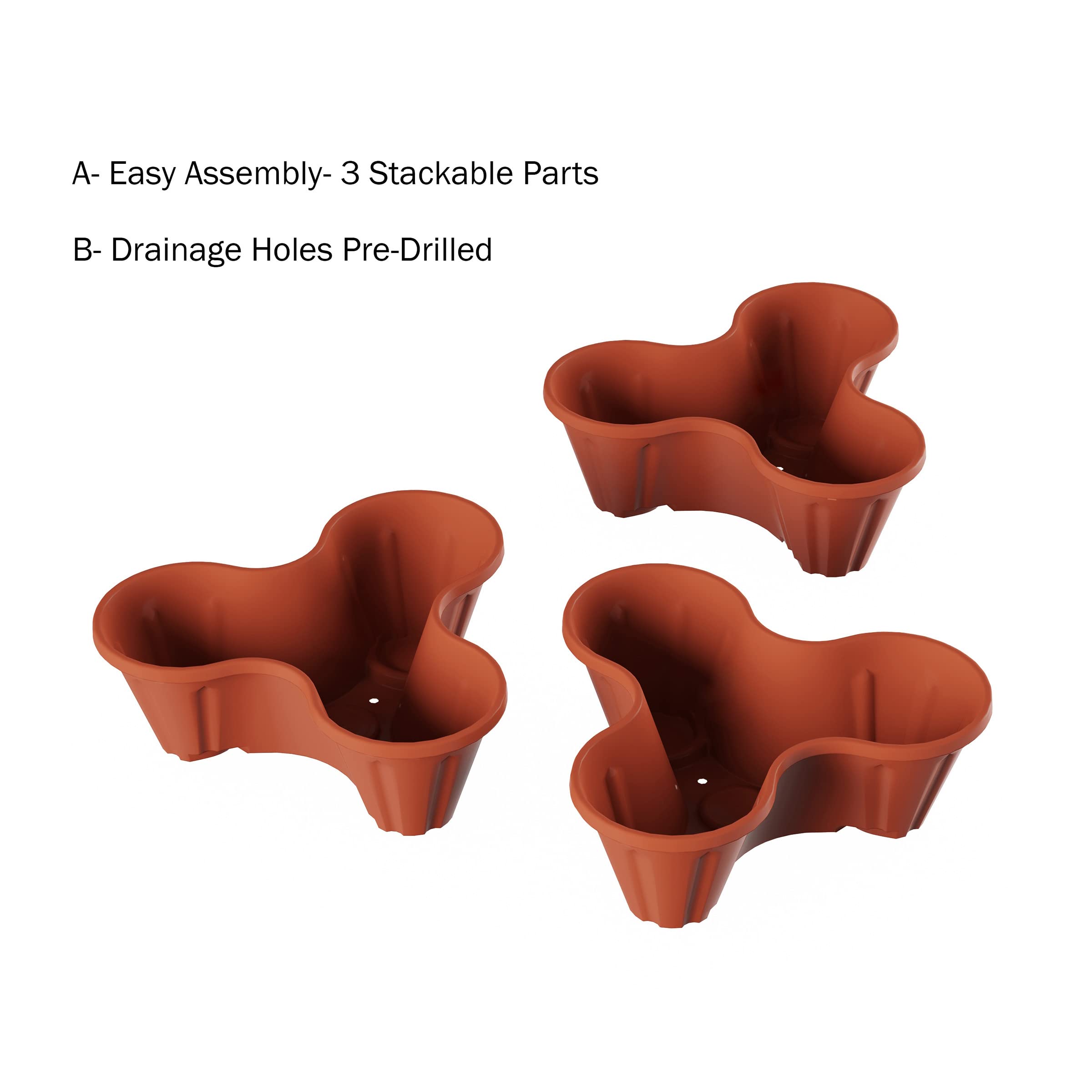 Pure Garden Stacking Planter Tower showing planting compartments