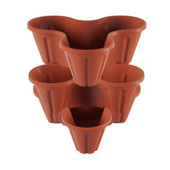 Pure Garden Stacking Planter Tower terracotta pots front view