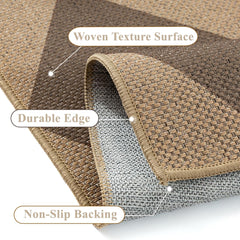 PureCozy 2x3 Brown Checkered Area Rug rolled up