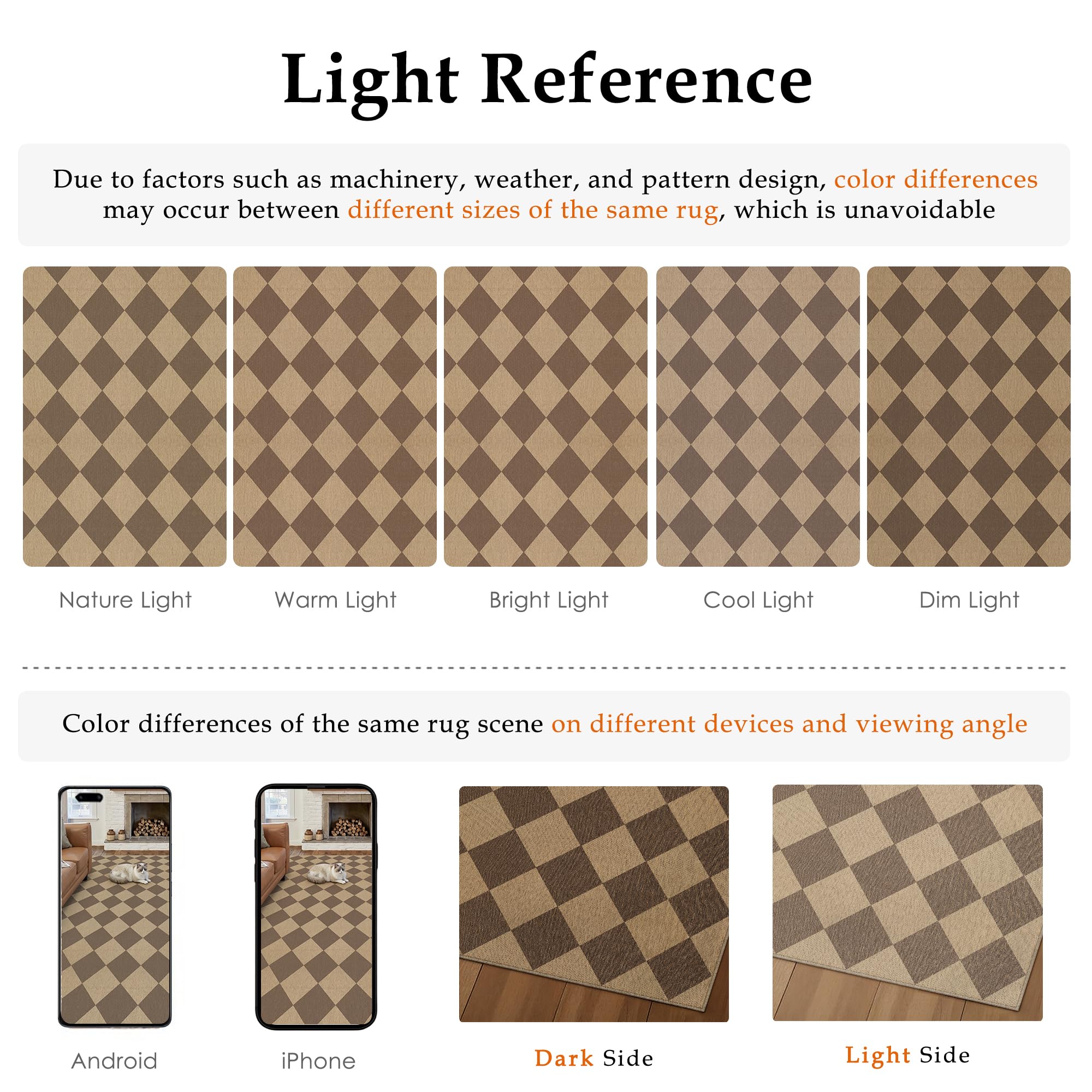 PureCozy 2x3 Brown Checkered Area Rug showing non-slip backing
