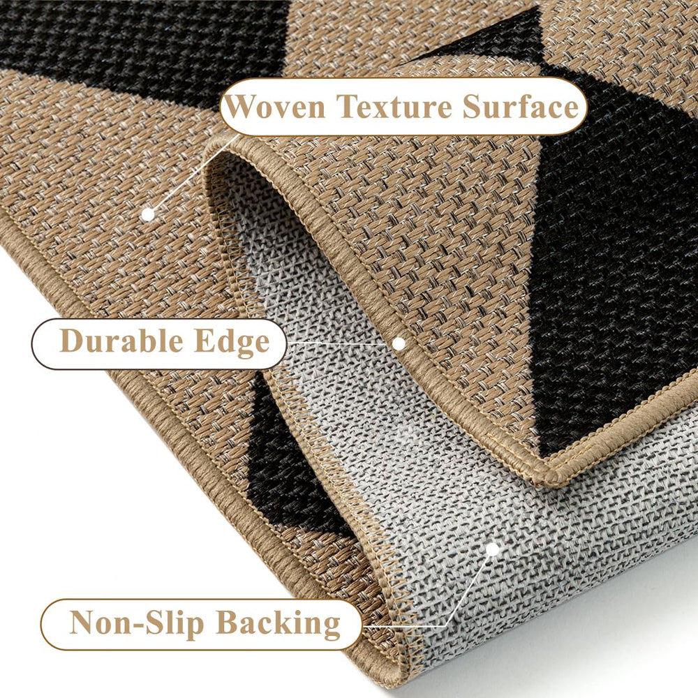 PureCozy black checkered runner rug folded for storage