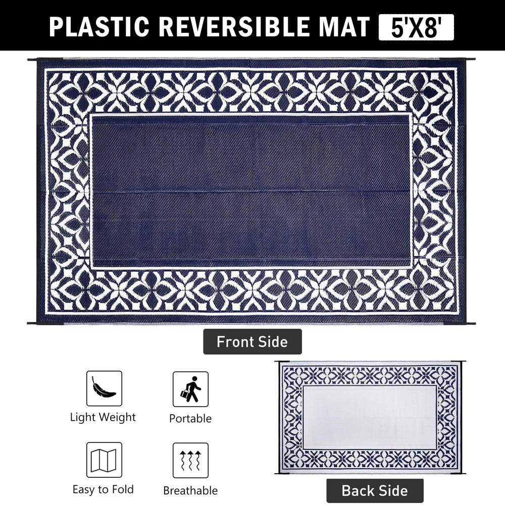 PureCozy outdoor rug in a backyard with furniture