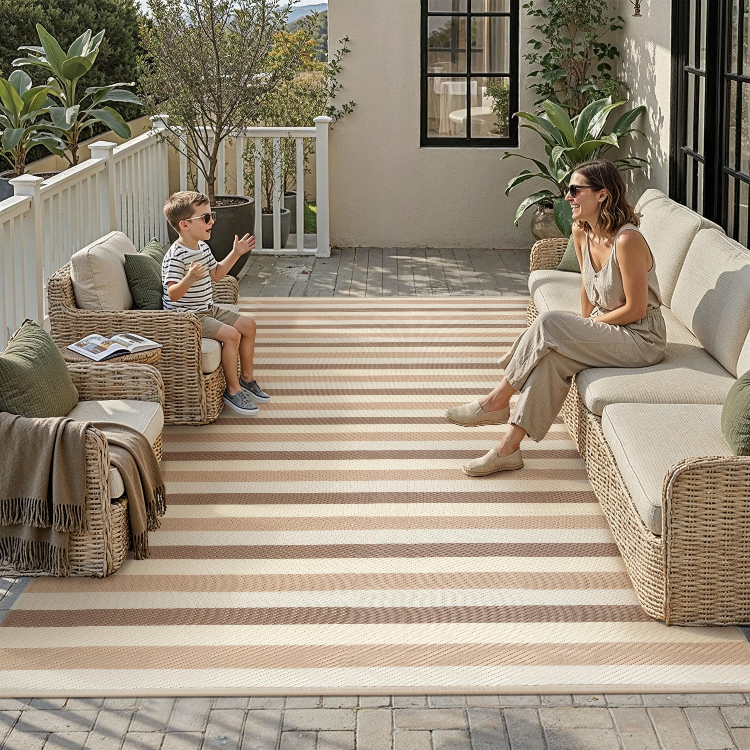 PureCozy outdoor rug in garden setting