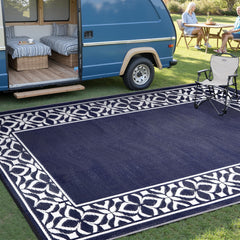 PureCozy outdoor rug rolled up for easy storage