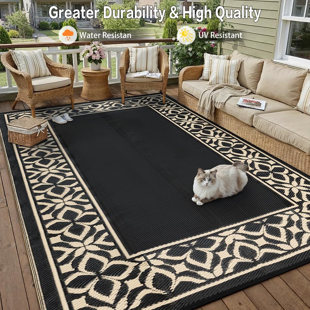 PureCozy Outdoor Rug rolled up for storage