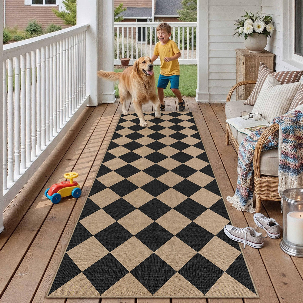 PureCozy rug laid out in an outdoor patio area