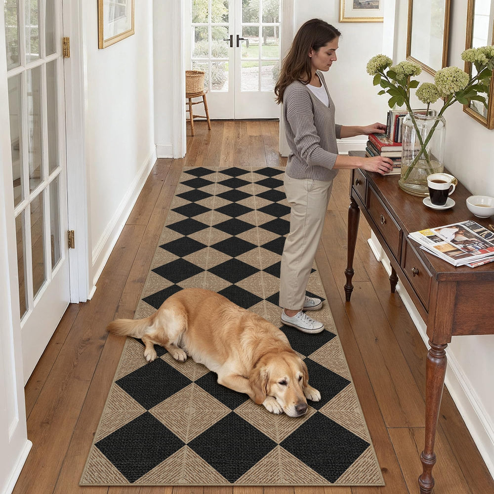 PureCozy runner rug showing non-slip backing