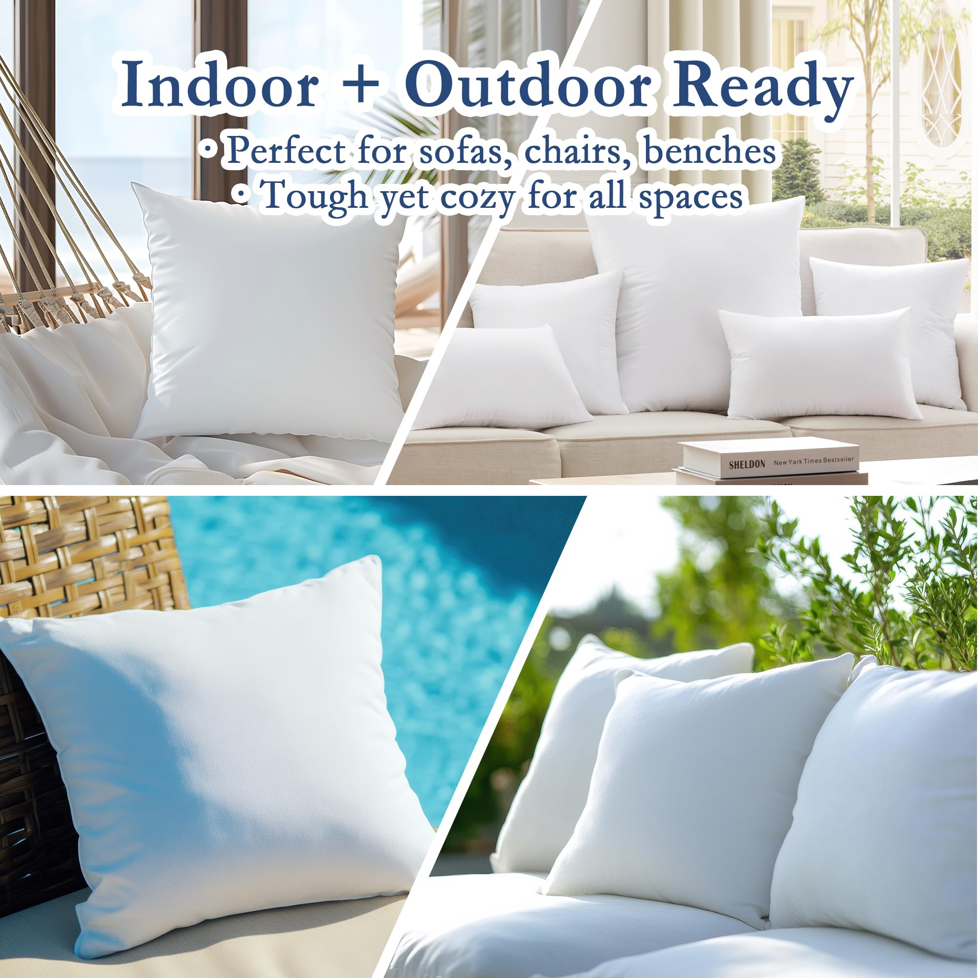 puredown 20x20 Outdoor Pillow Inserts pack showing dimensions