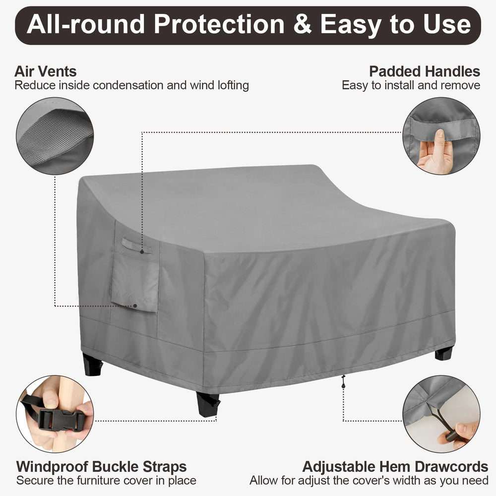 PureFit Outdoor Couch Cover 2-Seater Grey in outdoor setting