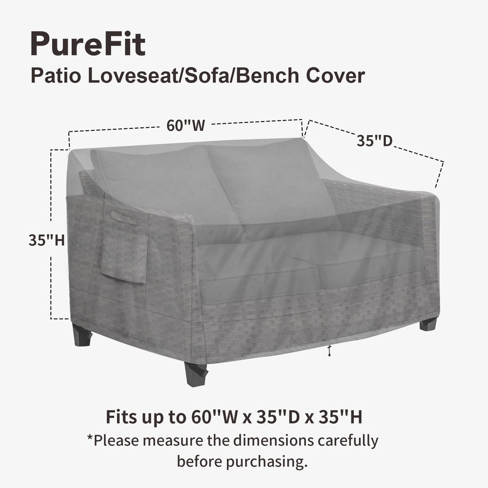 PureFit Outdoor Couch Cover 2-Seater Grey side view