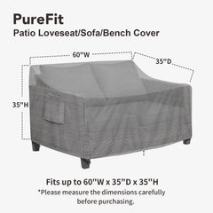 PureFit Outdoor Couch Cover 2-Seater Grey side view