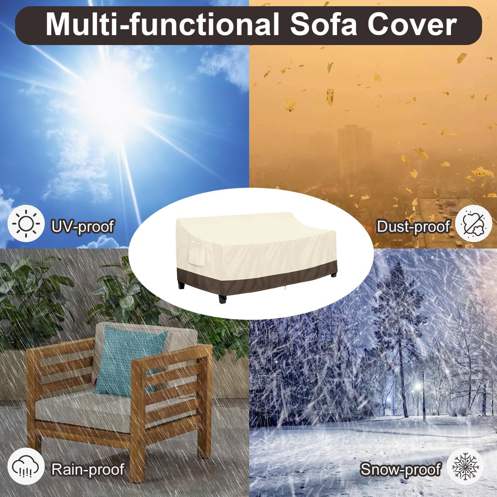 PureFit Outdoor Couch Cover showing elastic hem cord