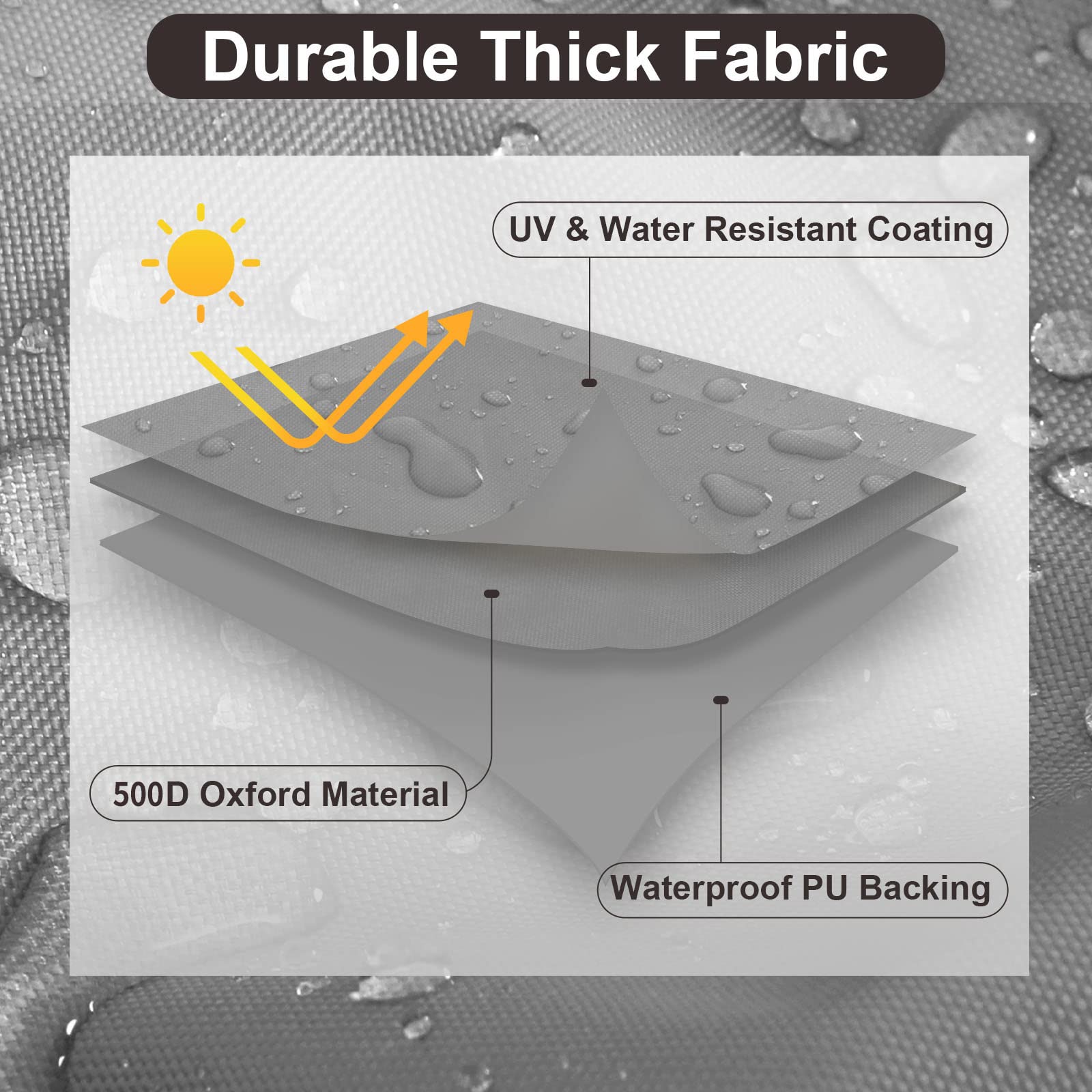 PureFit Outdoor Couch Cover showing waterproof feature