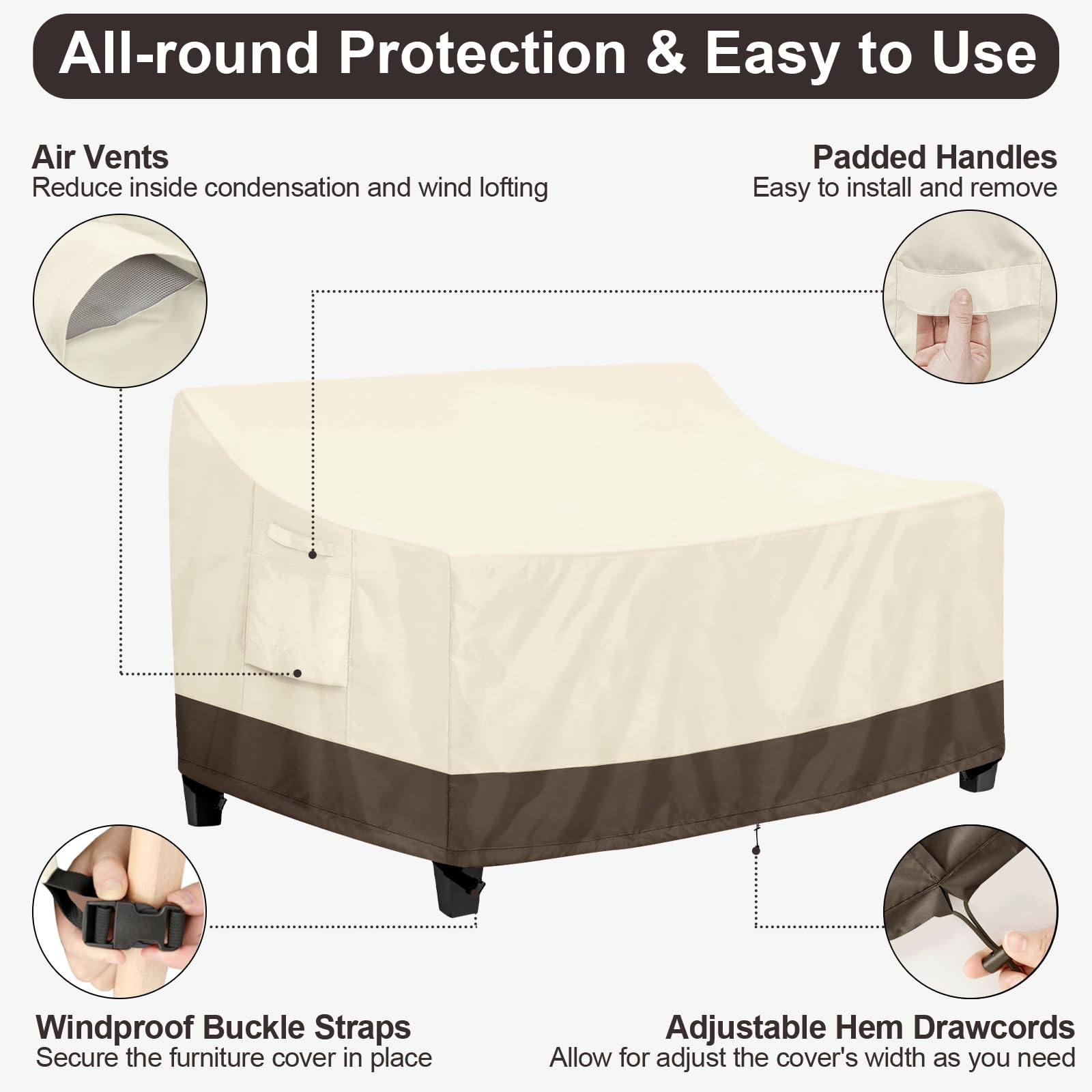 PureFit Outdoor Couch Cover with fastening straps
