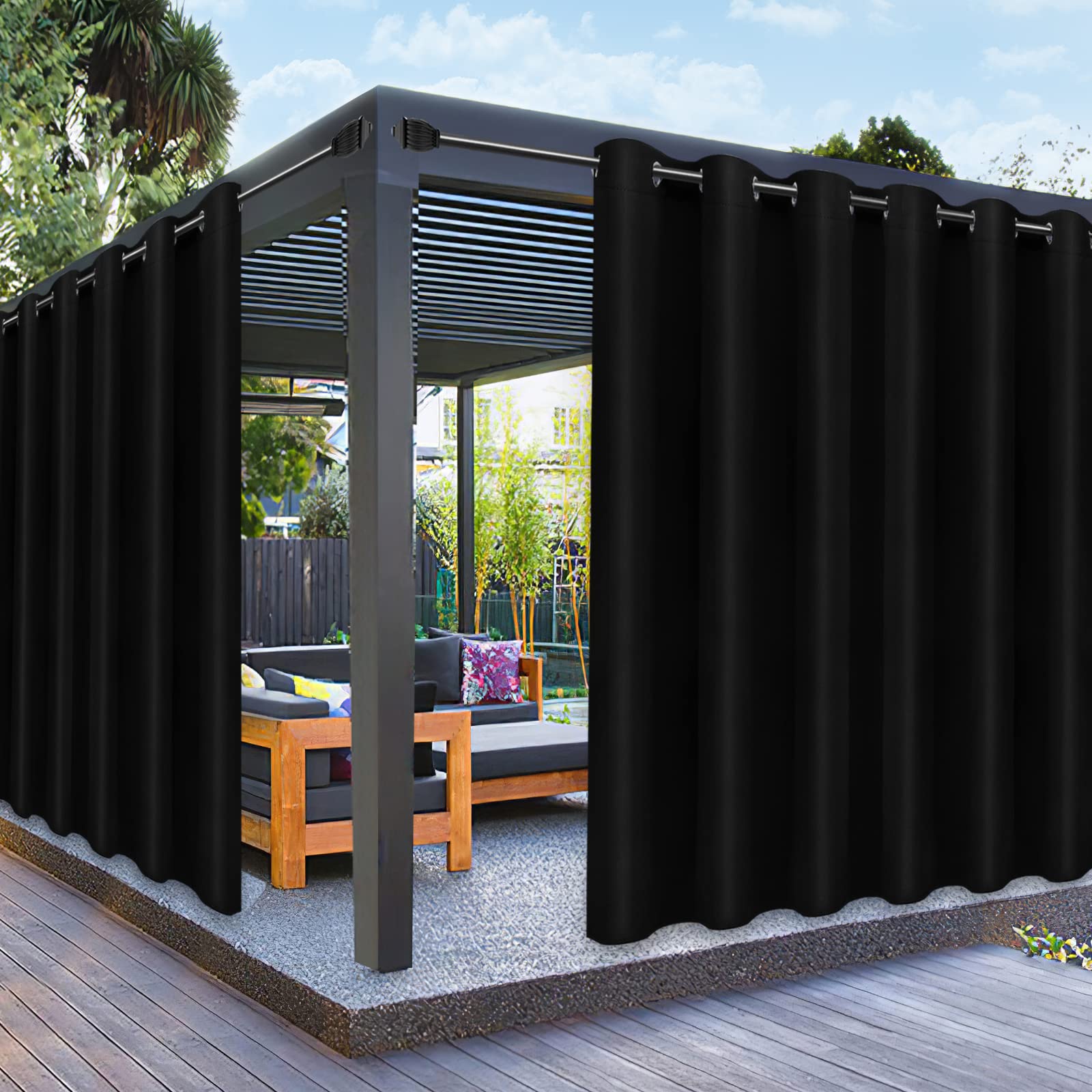 PureFit Outdoor Curtain Black front view