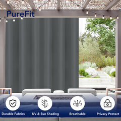 PureFit Outdoor Curtain displayed on patio