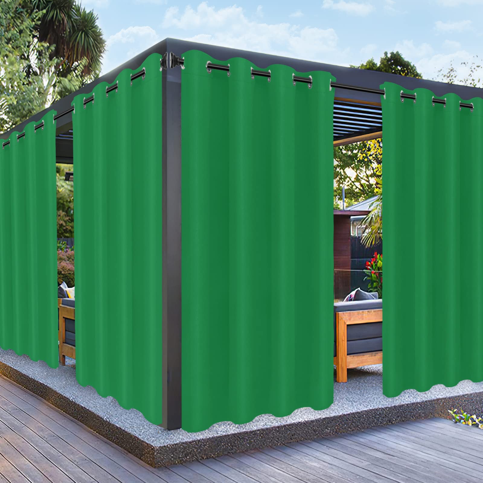 PureFit Outdoor Curtain Green front view 52"W x 120"L