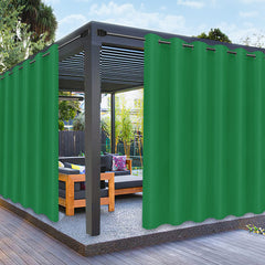PureFit Outdoor Curtain Green front view with grommets