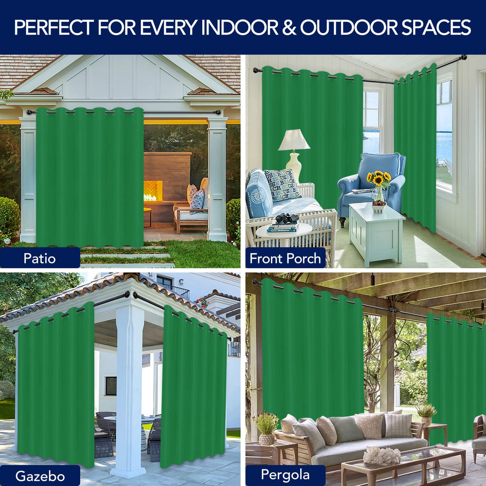 PureFit Outdoor Curtain Green with sunlight filtering