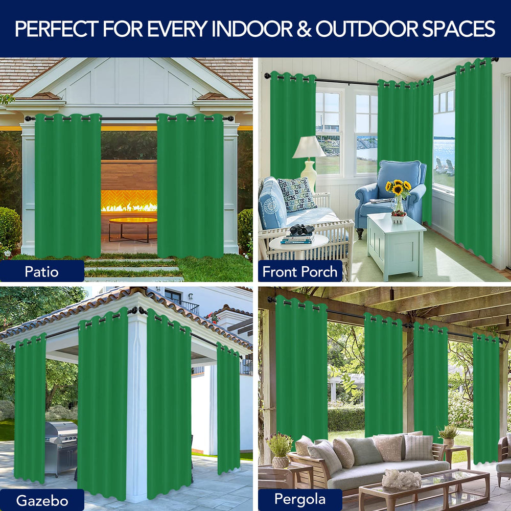 PureFit Outdoor Curtain Green with sunlight filtering through