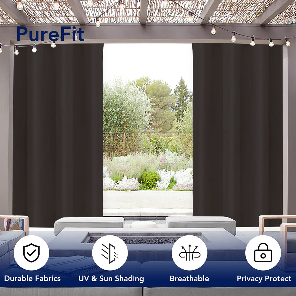 PureFit Outdoor Curtain hanging in a patio setting
