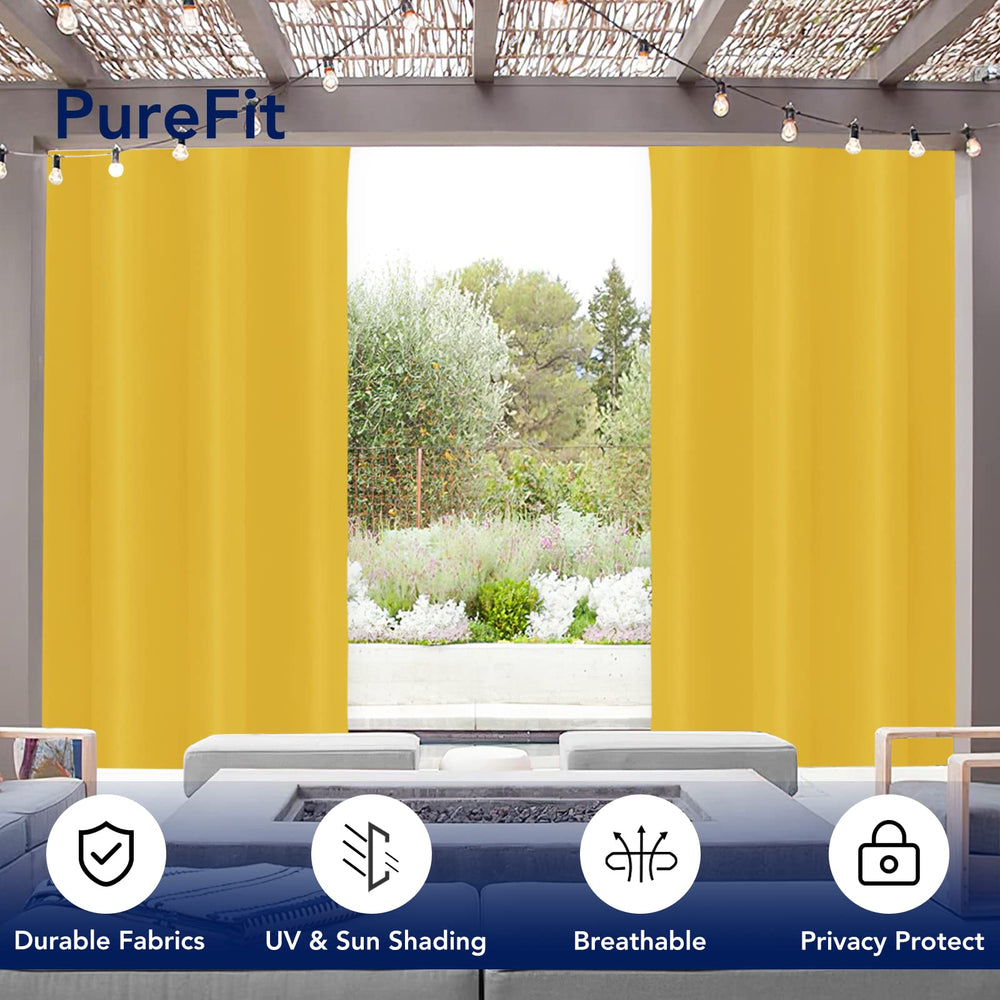 PureFit Outdoor Curtain hanging on patio