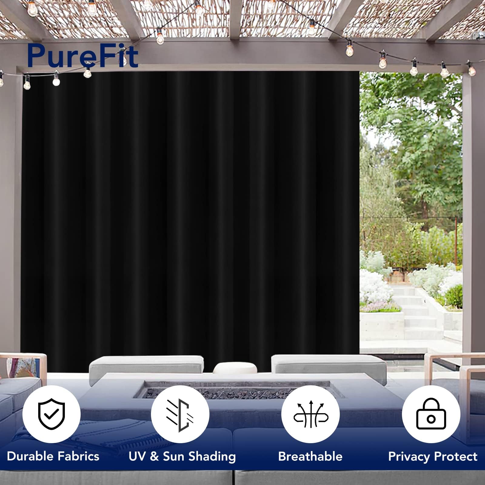 PureFit Outdoor Curtain in patio setting