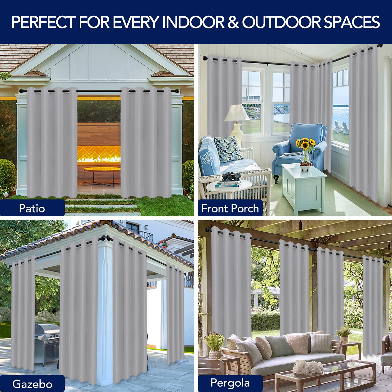 PureFit Outdoor Curtain Light Gray fabric texture