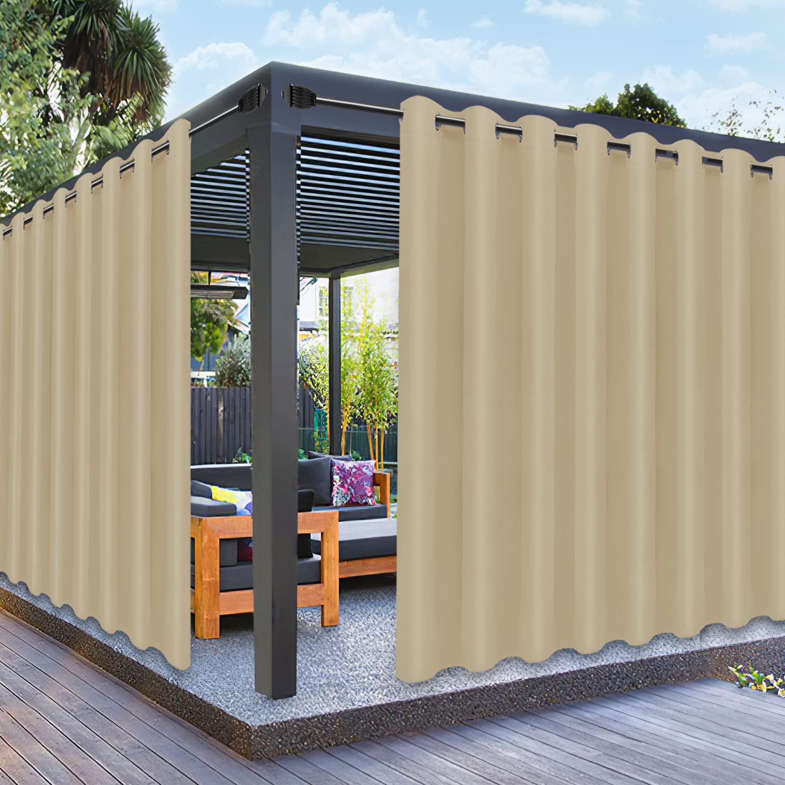 PureFit Outdoor Curtain panel beige side view