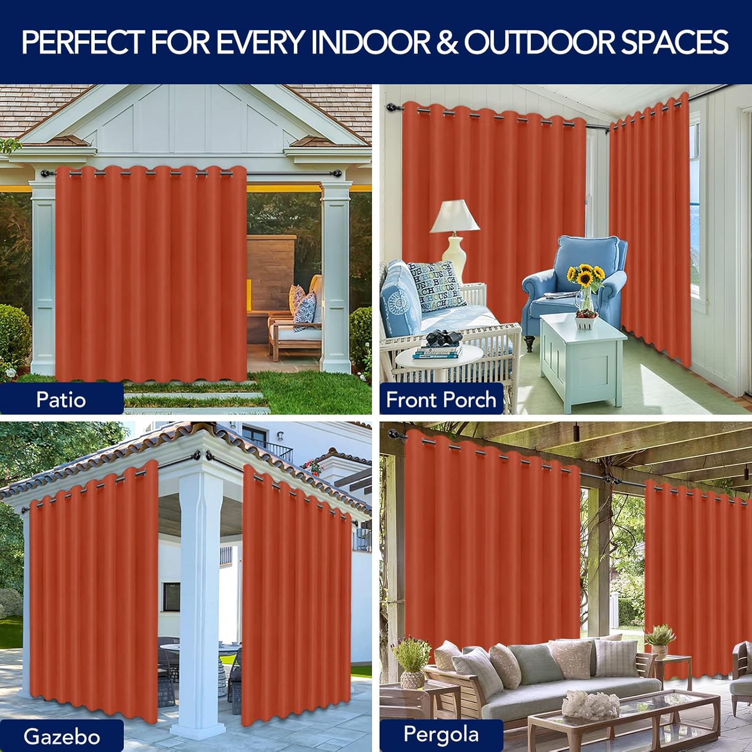 PureFit Outdoor Curtain Red Clay close-up of fabric