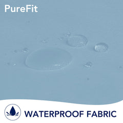 PureFit Outdoor Curtain Sky Blue hanging on patio