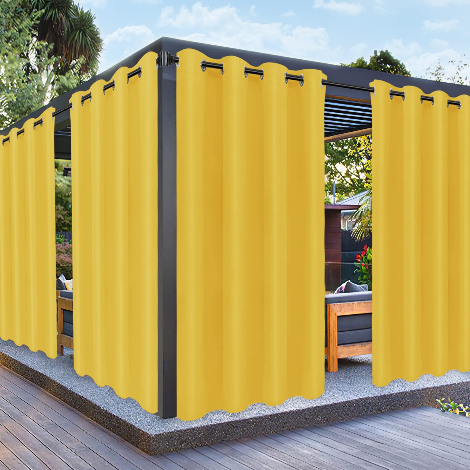 PureFit Outdoor Curtain Yellow front view 52"W x 84"L