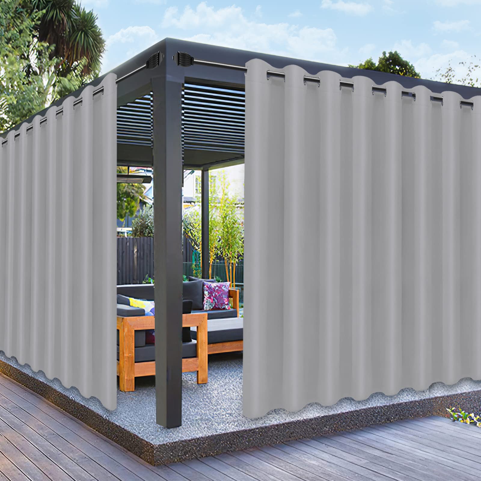 PureFit Outdoor Curtains Light Gray front view