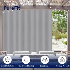PureFit Outdoor Curtains Light Gray in outdoor setting