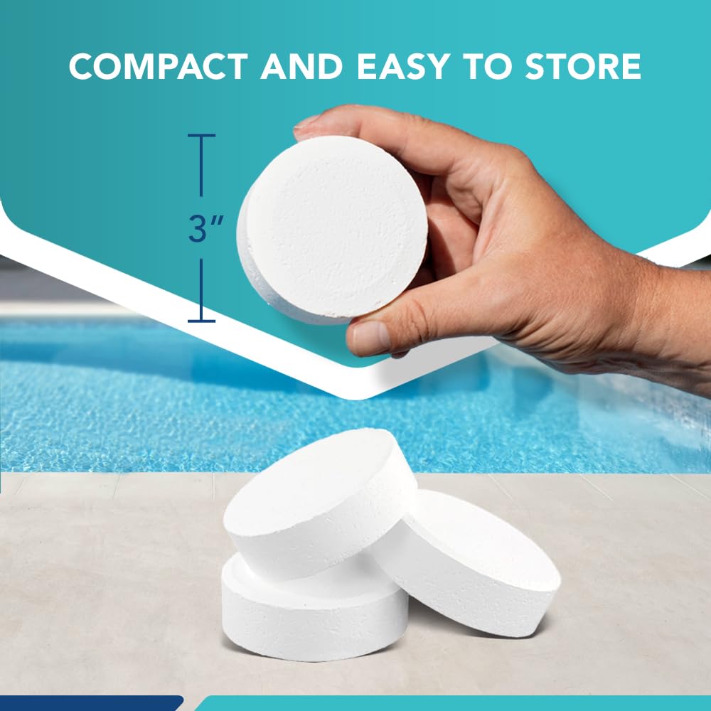 Puri Tech Chlorine Tablets showing size and weight