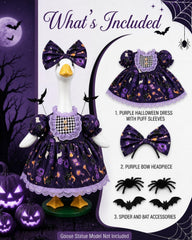 Purple bow and creepy accessories for Halloween goose outfit