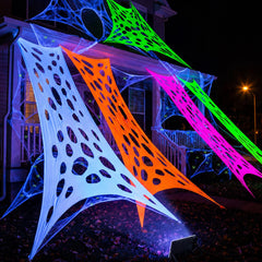PURPLE STAR 1N glow in the dark spider web decoration multi-colour setup