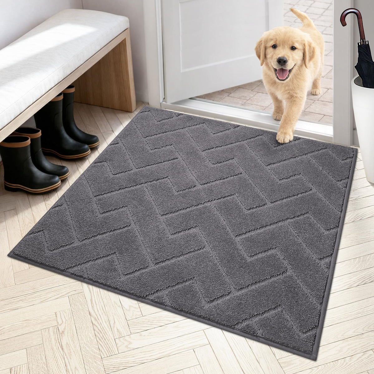 PURRUGS Dirt Trapping Door Mat 36" x 36" grey front view