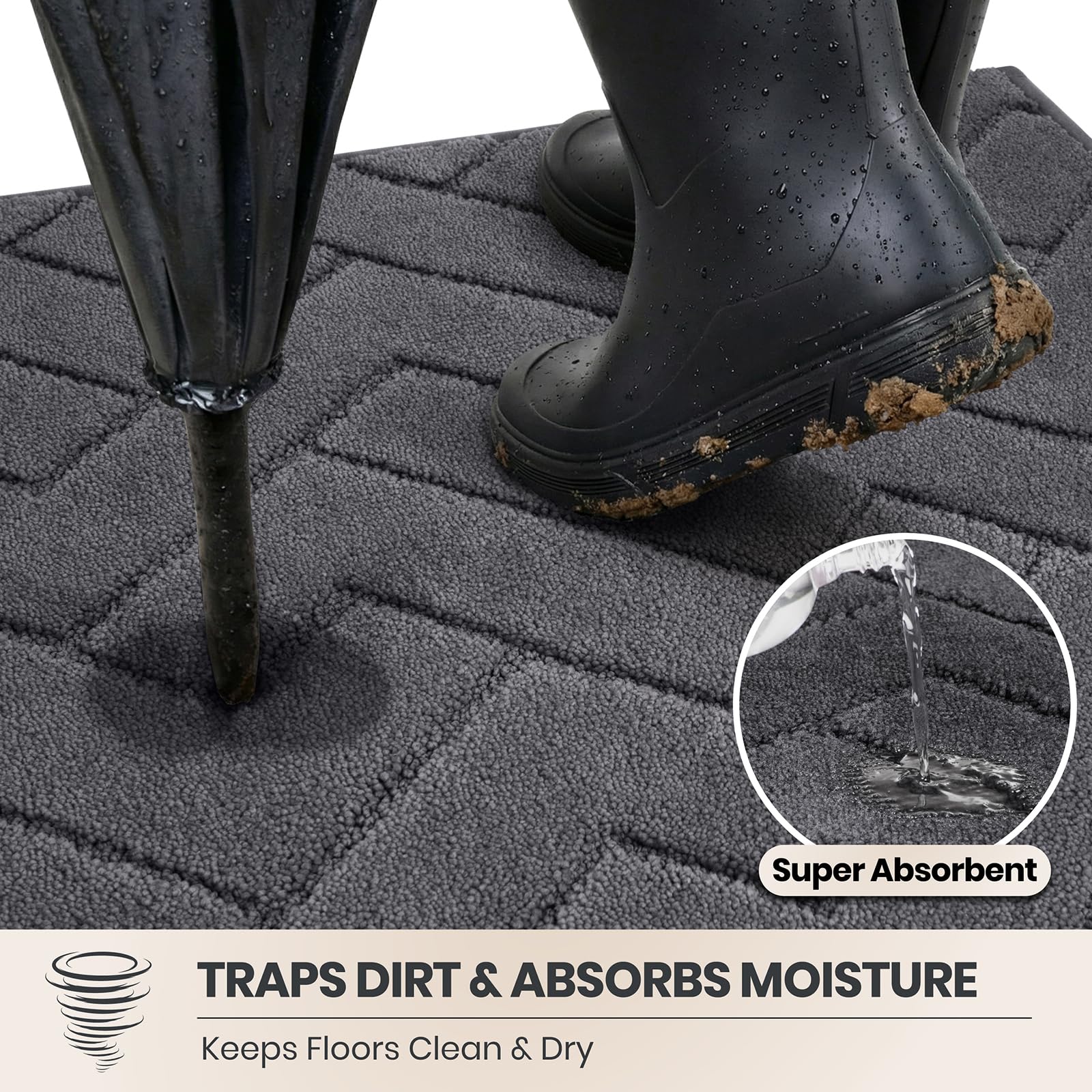 PURRUGS Dirt Trapping Door Mat grey with visible texture