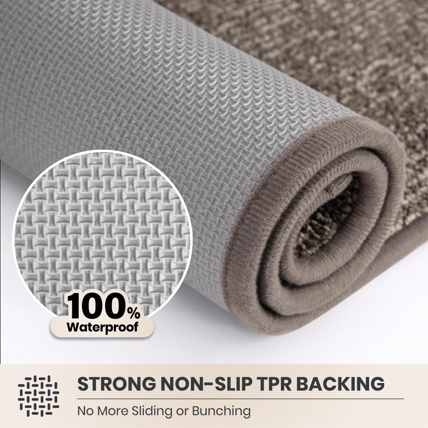 PURRUGS Dirt Trapping Door Mat Heathered Beige with shoe prints