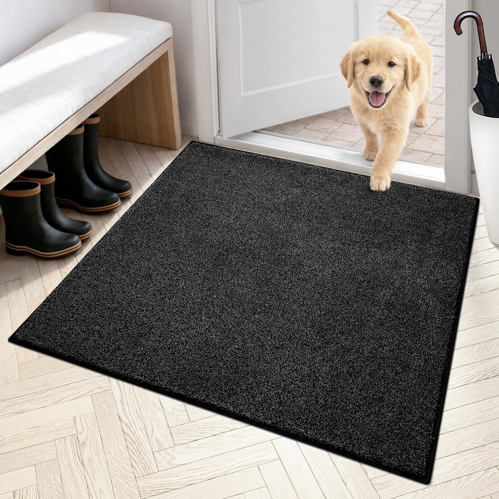 PURRUGS Dirt Trapping Indoor Door Mat 36" x 36" Charcoal front view