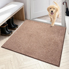 PURRUGS Dirt Trapping Indoor Door Mat front view, Brown-Light Cream