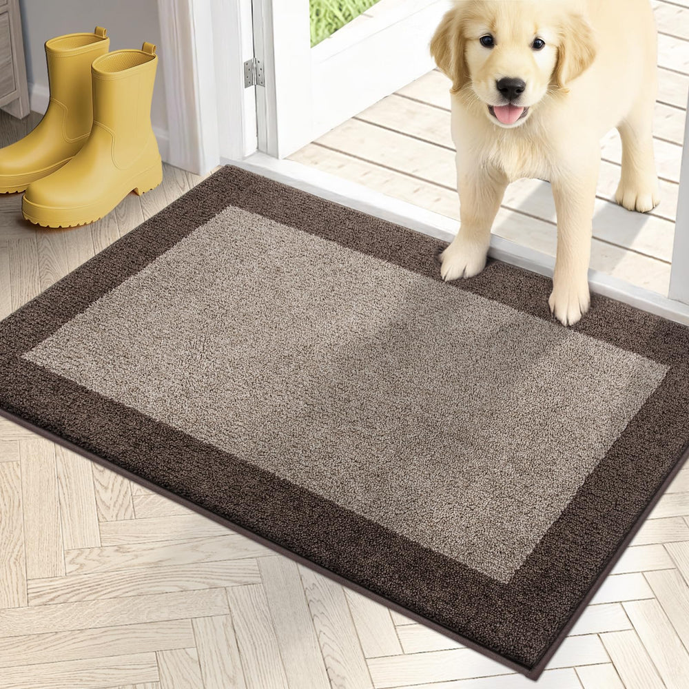 PURRUGS Dirt Trapping Indoor Door Mat front view in beige and grayish brown