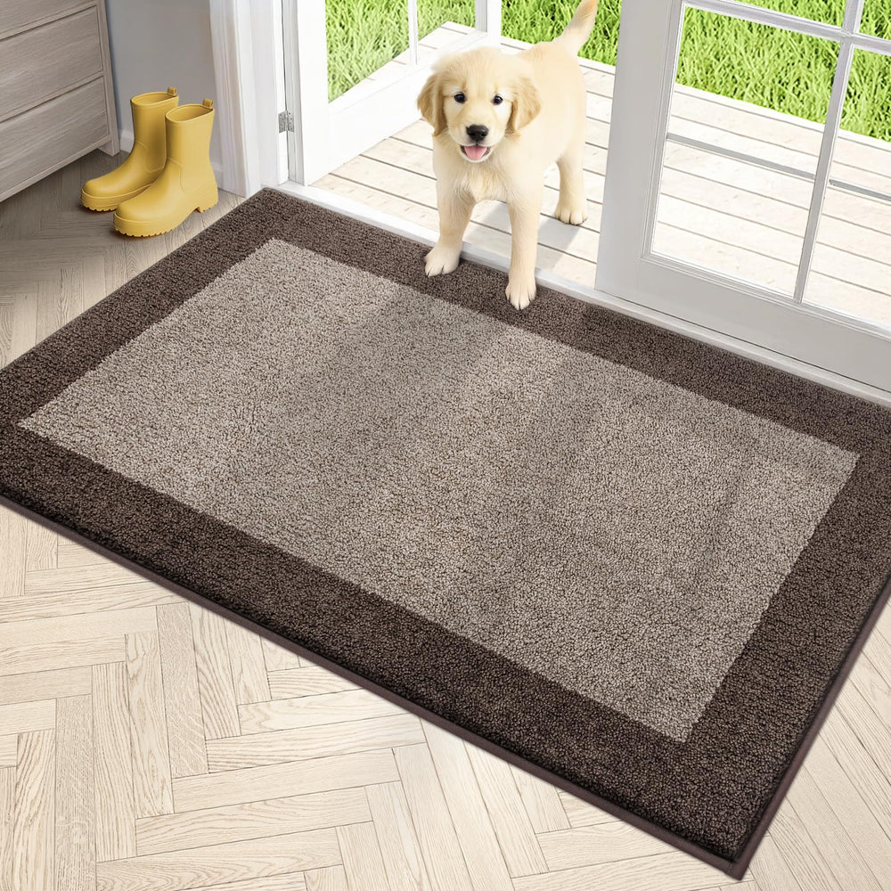 PURRUGS Dirt Trapping Indoor Door Mat front view in Beige & Grayish Brown